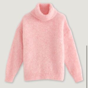 Claudie Pierlot Pink Turtleneck  Mohair Oversized jumper Sweater Size L NWOT
